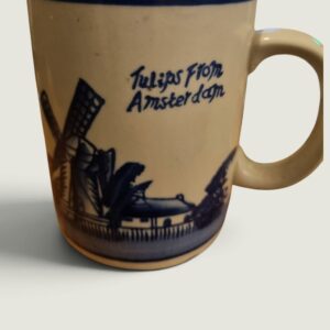 Tulips From Amsterdam Ceramic Mug – Blue Windmill & Sailboat Design