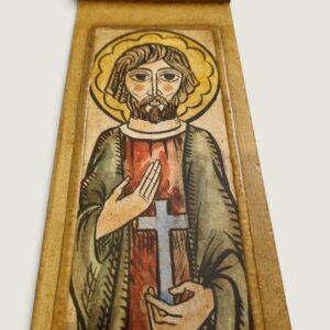 Religious Wooden Wall Plaque – Saint with Cross and Halo, 39 cm