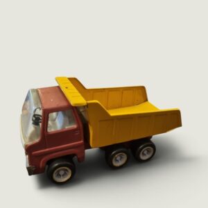 Vintage Sansón Metal Dump Truck – Red & Yellow, Made in Spain, 21 cm