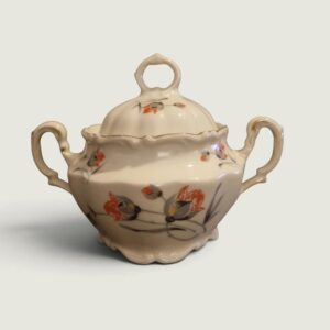 Antique Porcelain Sugar Bowl with Lid