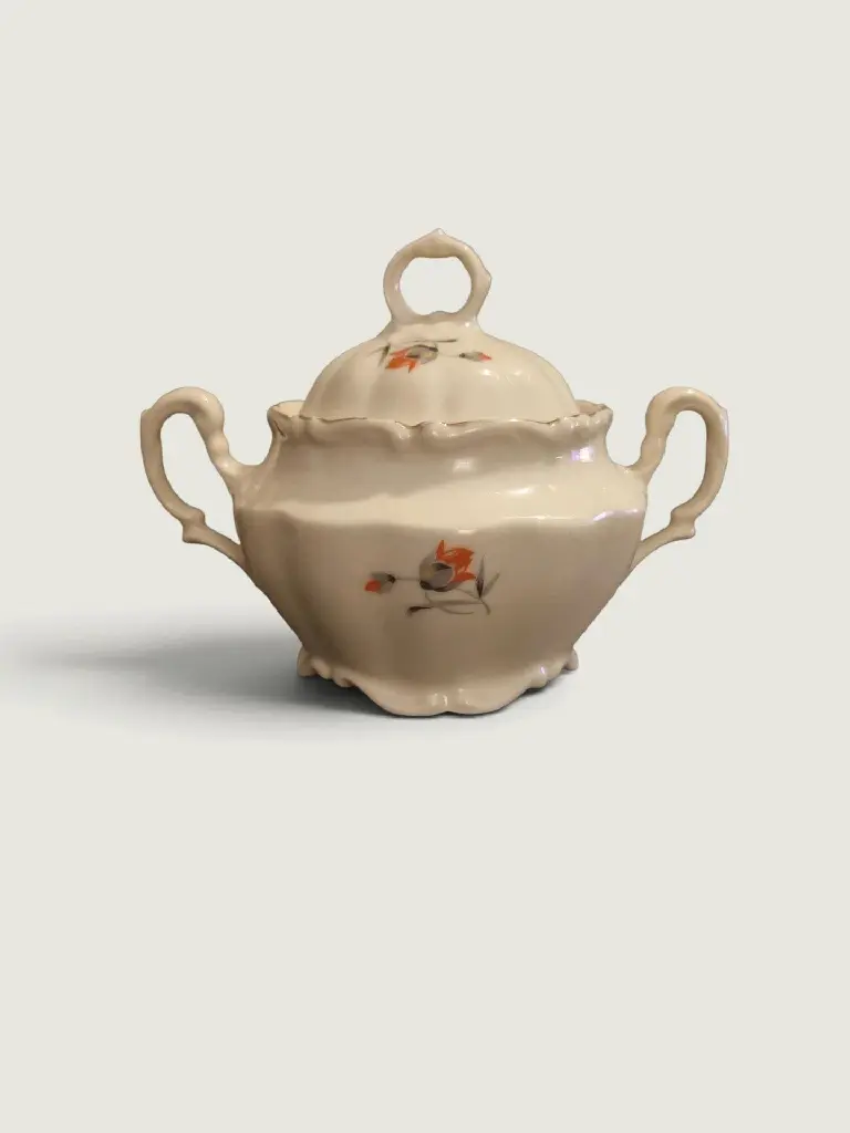 Antique Porcelain Sugar Bowl with Lid