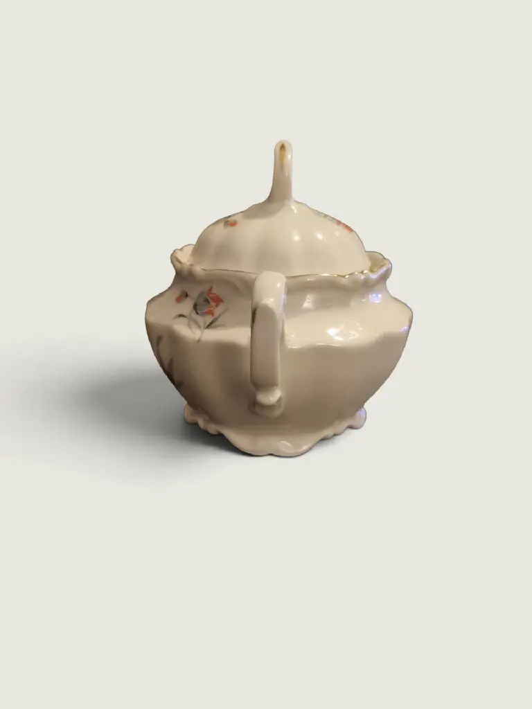 Antique Porcelain Sugar Bowl with Lid