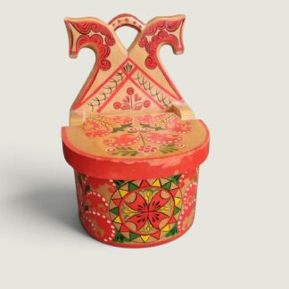 Hand-Painted Wooden Salt Cellar with Hinged Lid