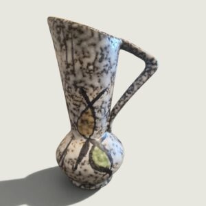 Vintage German Ceramic Jug Vase – Abstract Pattern & Yellow Interior – 14.5 cm
