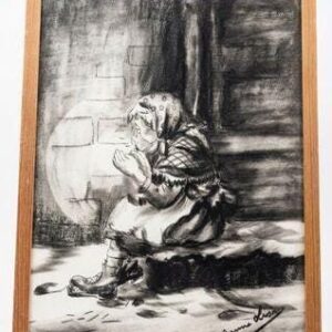 Vintage Danish School Chart – 'The Little Match Girl' by H.C. Andersen