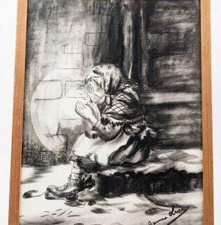 Vintage Danish School Chart – 'The Little Match Girl' by H.C. Andersen
