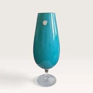 Vintage Elme Glasbruk Turquoise Opaline Glass Goblet Vase
