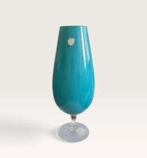 Vintage Elme Glasbruk Turquoise Opaline Glass Goblet Vase