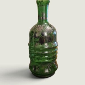 Antique Decorative Glass Bottle with Sterling Silver Overlay