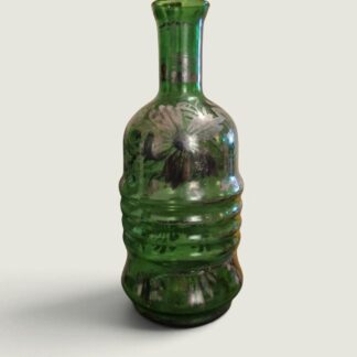 Antique Decorative Glass Bottle with Sterling Silver Overlay