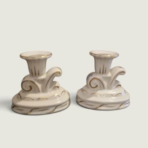 Pair of Antique Porcelain Candle Holders