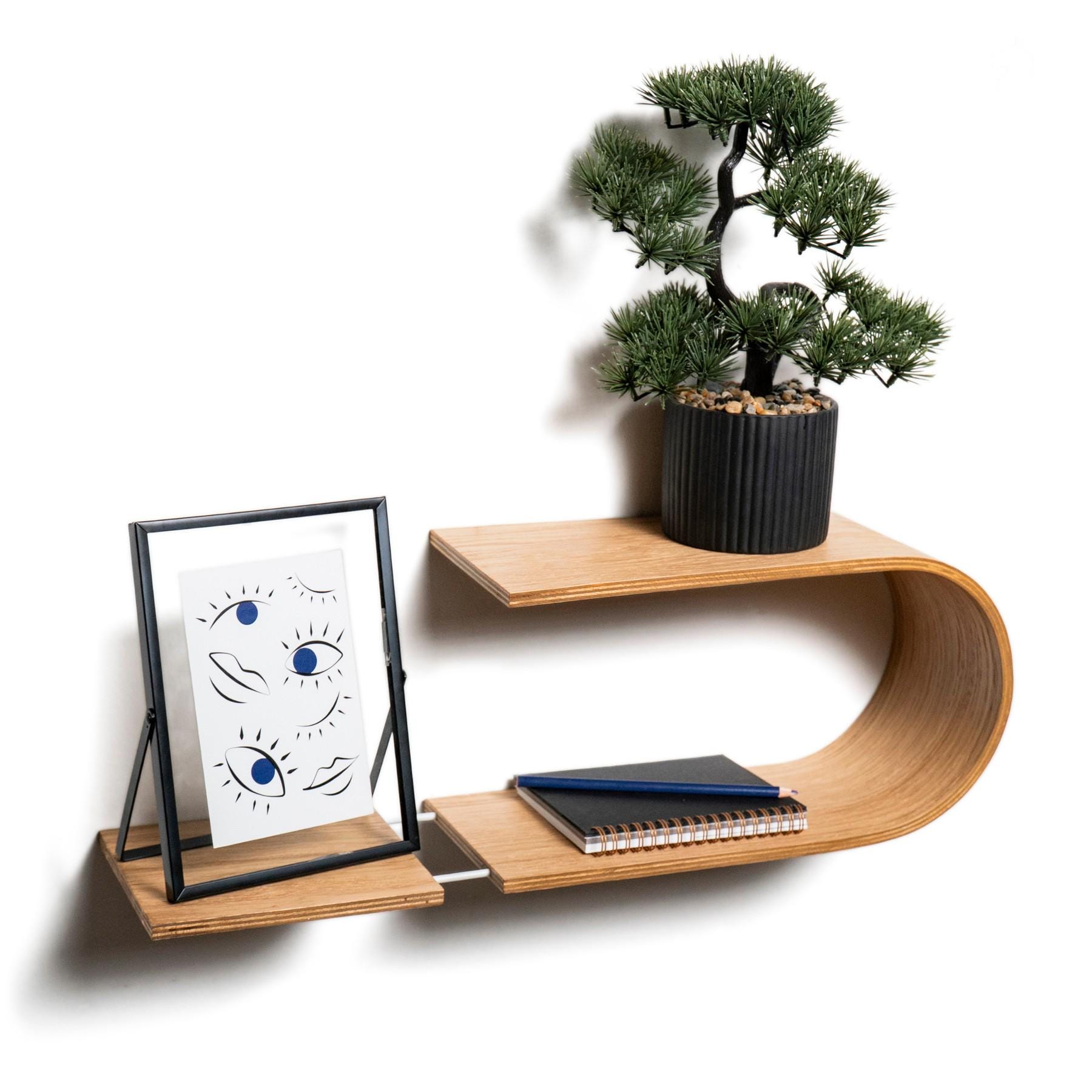 il_fullxfull.8629273922_qfgq.jpg Floating Wooden Wall Shelf - Luno - Image 2