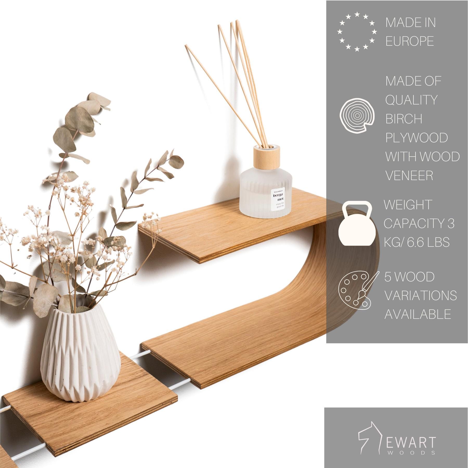 il_fullxfull.8629274036_k9y6.jpg Floating Wooden Wall Shelf - Luno - Image 4