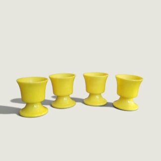 Set of 4 Yellow Plastic Egg Cups