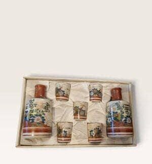 Vintage Japanese Kutani Porcelain Sake Set in Original Box
