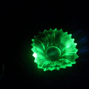 Vintage Green Uranium Glass Bowl - Fluted Sunburst Design