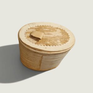 Vintage Swedish Birch Bark Box with Lid – Handcrafted Scandinavian Folk Art (H 10cm)