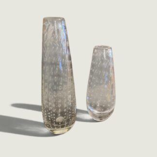Pair of Johansfors Controlled Bubble Glass Vases – 20 cm & 15 cm