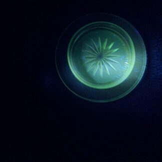 Vintage Green Uranium Glass Saucer | Small Dish - Starburst Pattern