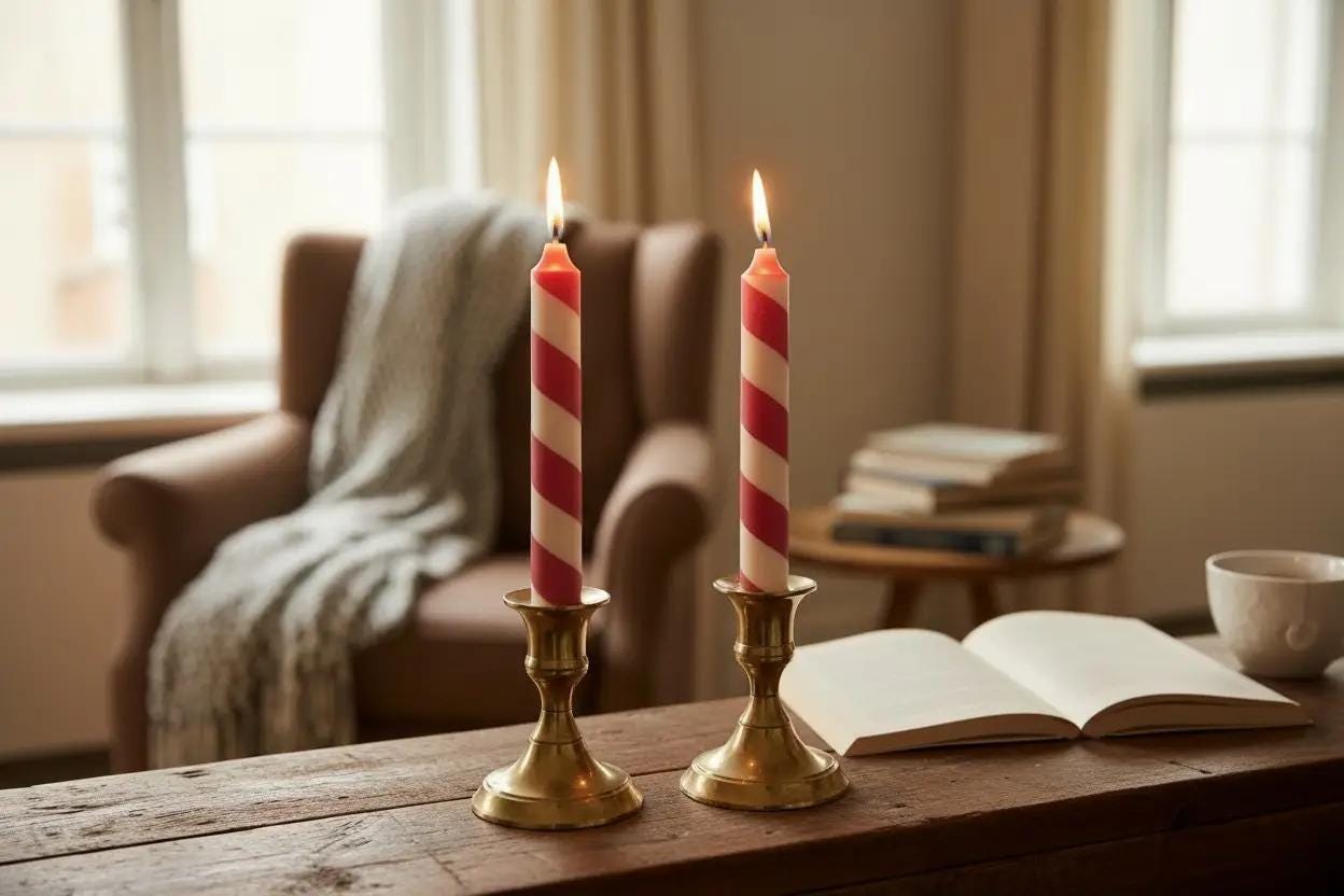 il_fullxfull.8674883337_2s1y.jpg Hand-Dipped Swedish Striped Dinner Candles (2-Pack)