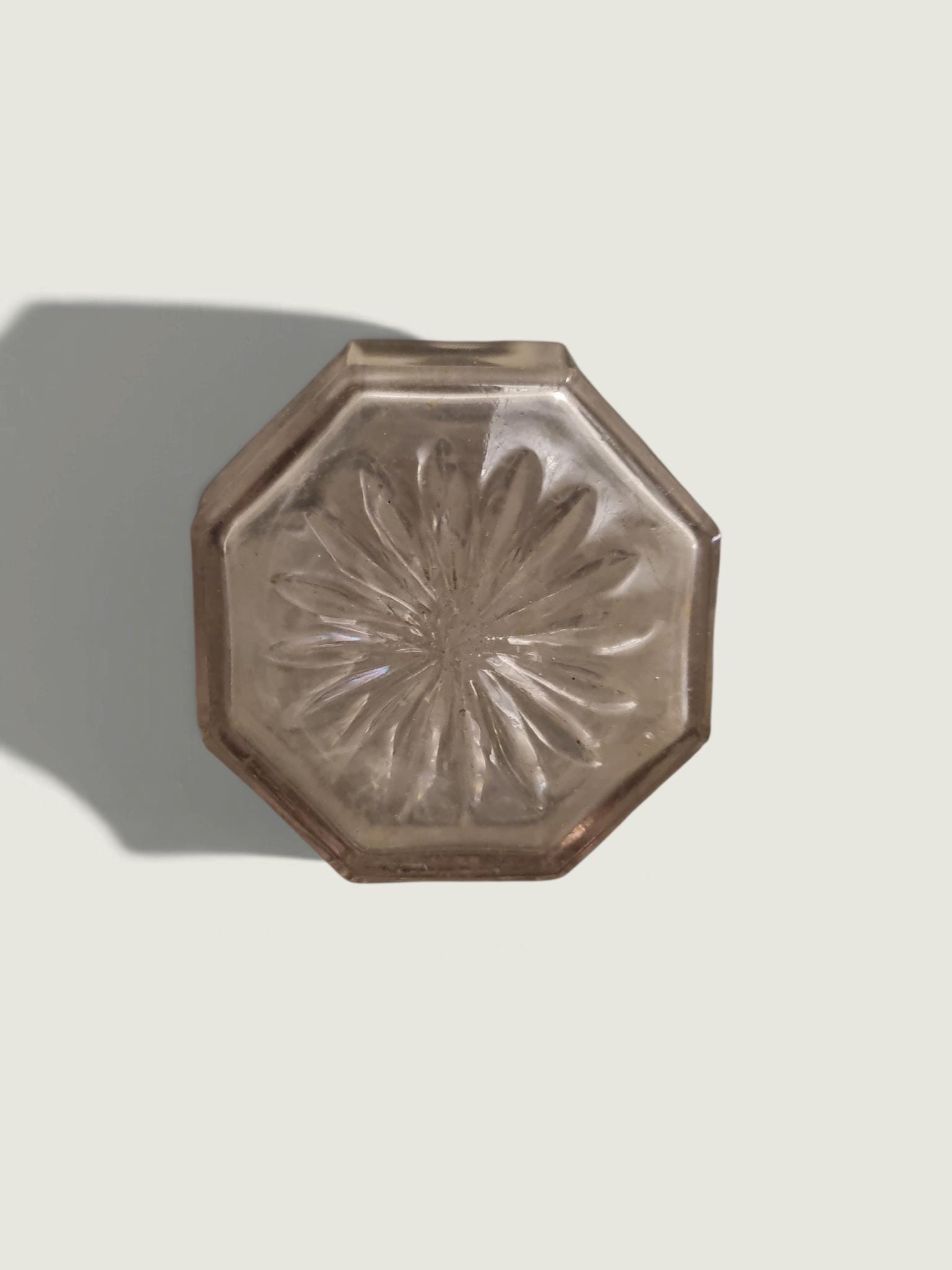 Vintage Hexagonal Pressed Glass Decorative Bottle - Image 3